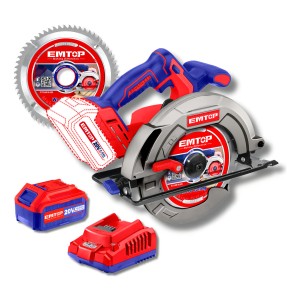 Sierra Circular Emtop 7 1/4 Inalámbrica C/batería Y Cargador Rojo