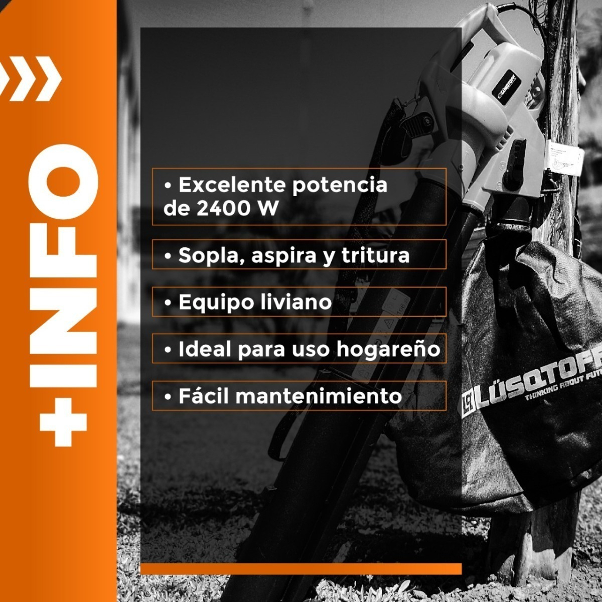 Sopladora Aspiradora Trituradora Lusqtoff 2400w Hojas - Imagen 7