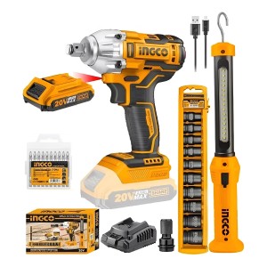 Llave De Impacto 2bat + Linterna +dados Ingco Cosli23011 Tyt