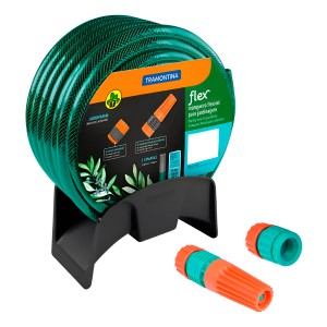 Kit Rollo De Manguera 21mt + Soporte Y Puntero Tramontina