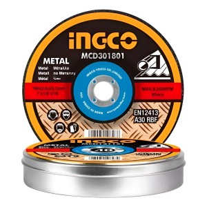 Discos De Corte 4 1/2 '' Ingco 1.2mm Caja Metálica X 10 Unidades