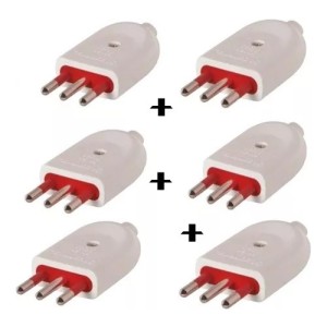 Ficha Macho 3 En Linea 10 Amp Conatel Pack X 6 Blanco - Tyt