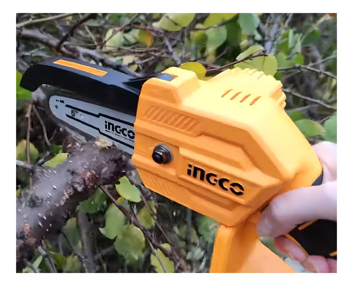 Mini Motosierra 5 Incluye Bateria 2ah Y Cargador Ingco Color Amarillo - Imagen 4