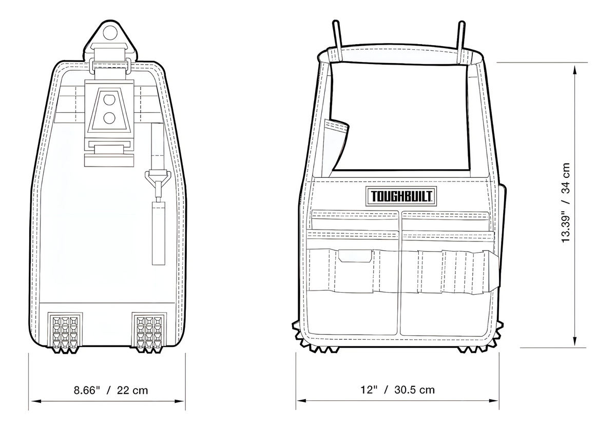Bolso Abierto + Coleto Cliptech 20cm Toughbuilt Tb-ct-180-8 Color Negro - Imagen 9