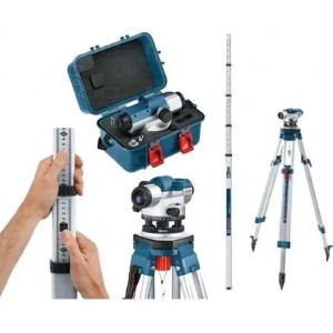 Combo Nivel Óptico Bosch Gol26d 100mts + Regla 5mt + Tripode