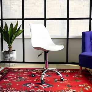 Silla Eames Para Oficina - Blanca Con Ruedas De Escritorio Color Blanco