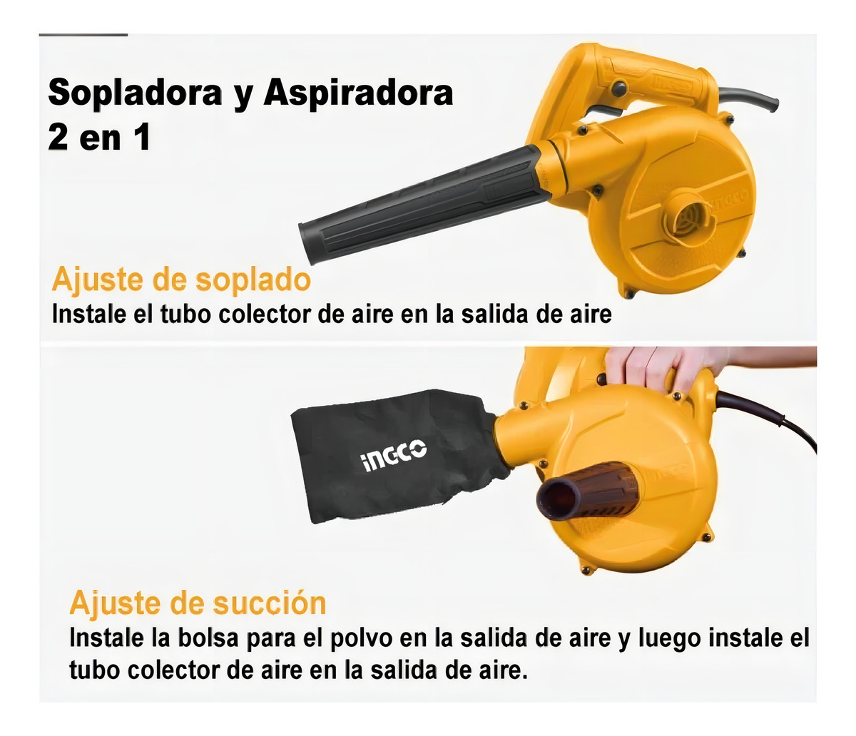 Sopladora Aspiradora Ingco 400w Ab4018 - Imagen 7