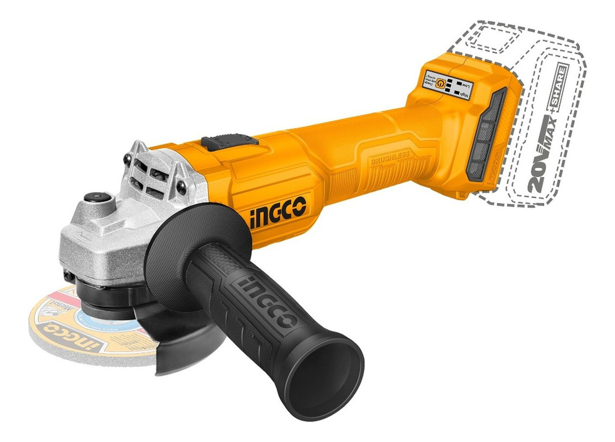 Amoladora Ingco A Bateria 20v Motor Sin Carbones Cagli20157 Color Naranja