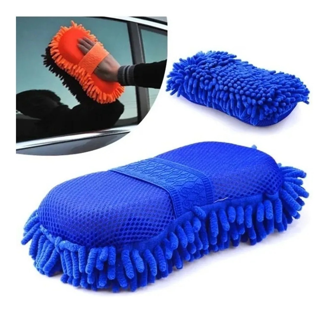 Esponja Guante Lavado Auto Microfibra Manopla Limpieza Moto - Imagen 2