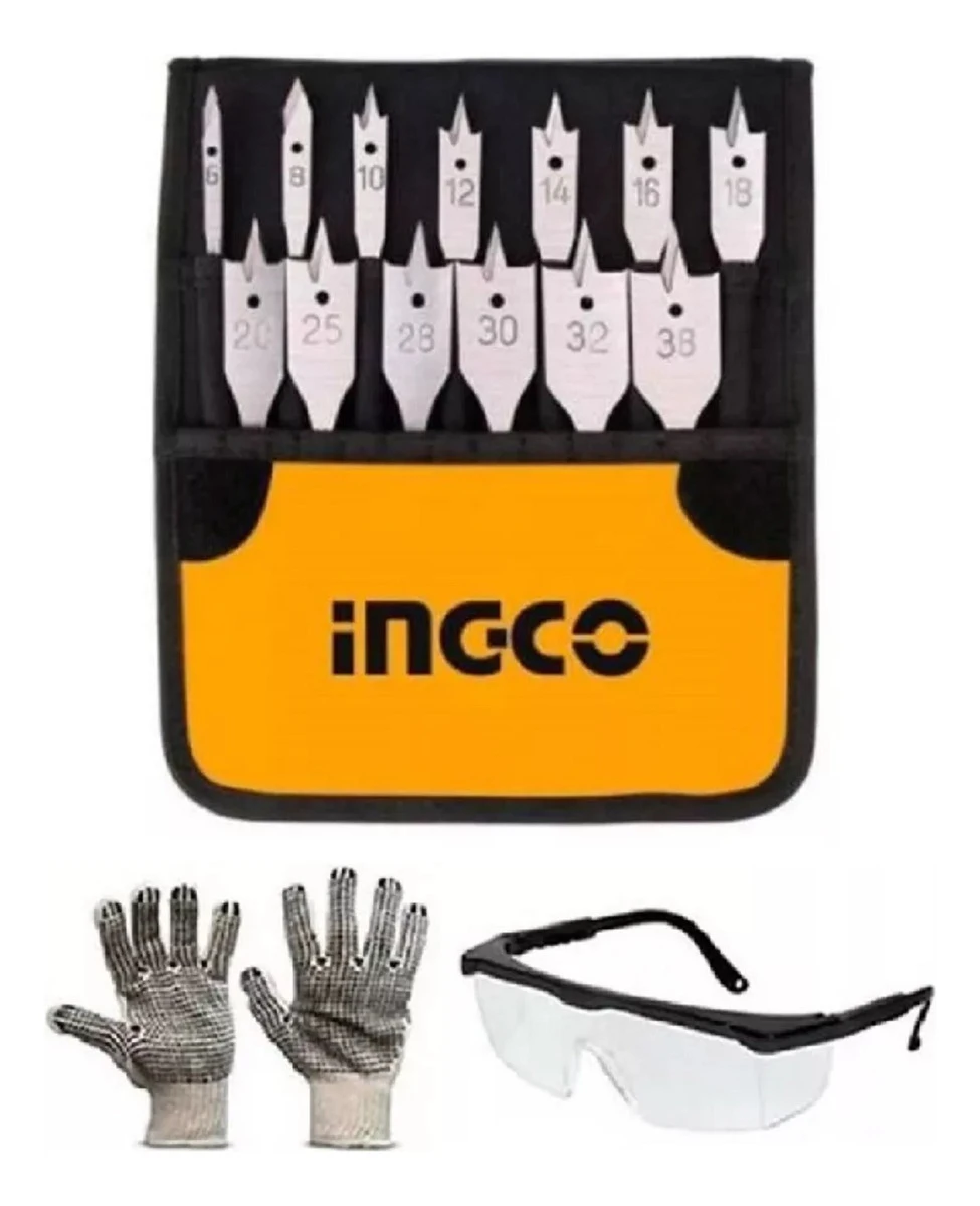 Ff Juego 13 Mechas Chatas Paleta Plana Madera Ingco Akd41301