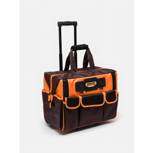 Bolso Valija Porta Herramientas 19 Bolsillos Ingco 20puLG Color Naranja Oscuro