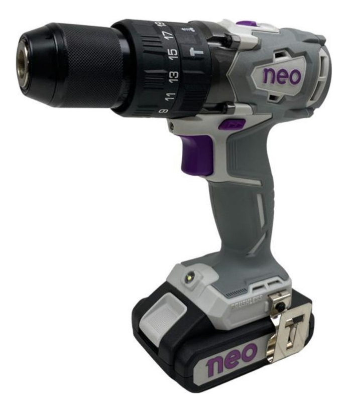 Taladro Percutor A Bateria C/1 Batería 20v Brushless Neo Gris - Imagen 2