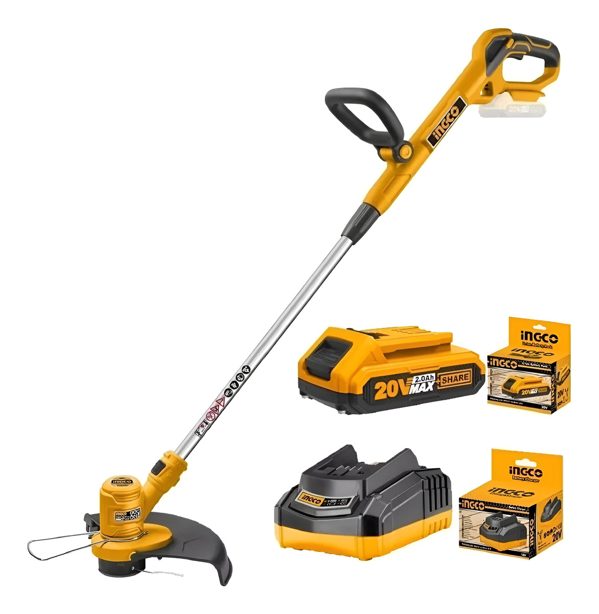 Bordeadora Ingco A Bat Cgtli2001 + Bat 20v 4ah + Cargador -