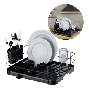 Escurridor De Platos Negro Ónix Y Soporte Para Cubiertos Negro Ónix Future 982ox