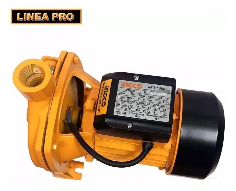 Ff Electro Bomba Centrifuga 1/2hp Agua Limpia Cpm3701 Ingco Amarillo - Imagen 2