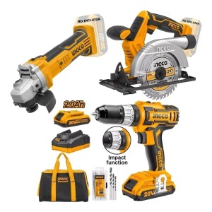 Atornillador Ingco 20v Percutor+ Sierra Circular + Amoladora