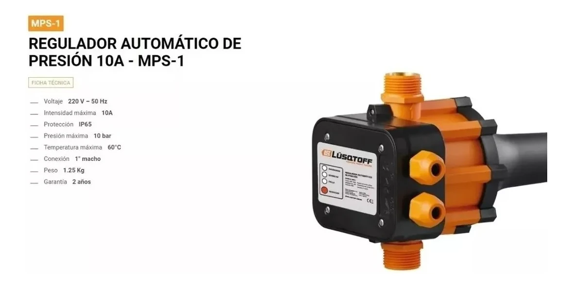 Press Control Regulador Automatico Bomba De Agua Lusqtoff Color Naranja 50 Hz - Imagen 2