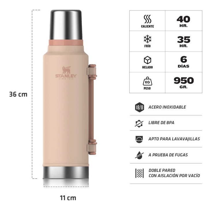 Termo Stanley Classic Matte 1.4l Rosaliso Rosa - Imagen 3