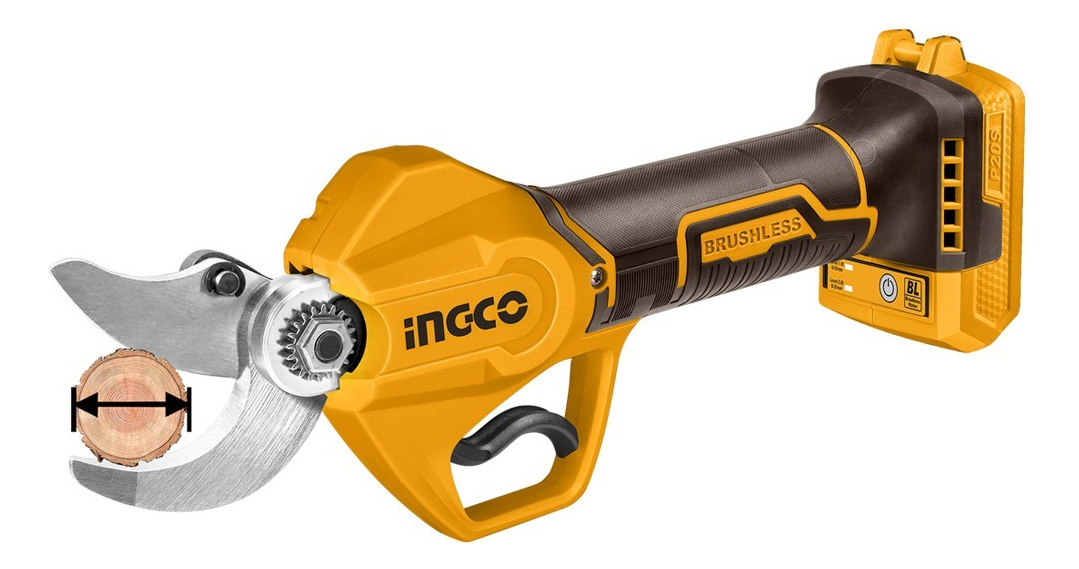 Tijera De Poda Inalámbrica Ingco 20v 20mm/30mm Sin Batería Naranja