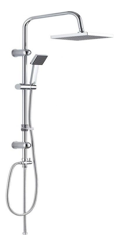 Barral De Ducha Roseta Cuadrada Y Telefono Acero Inox Color Plateado - Imagen 2