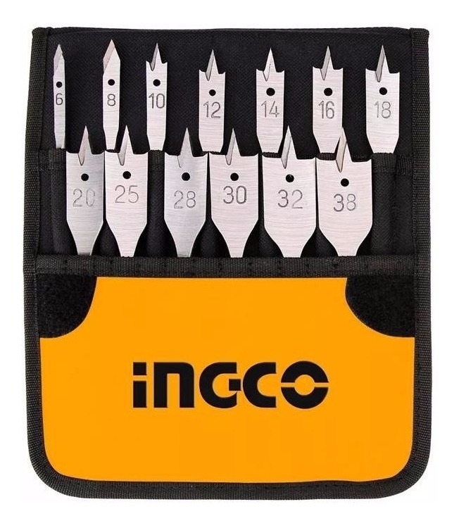 Juego Mechas Chatas Madera Ingco Industrial 13pc Akd4130 Tyt - Imagen 2