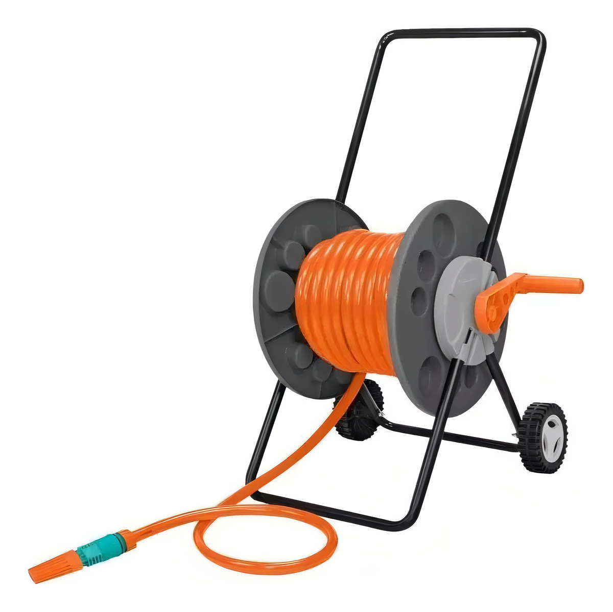 Carro Enrollador Soporte De Manguera Ruedas 55mts Tramontina Color Naranja - Imagen 2