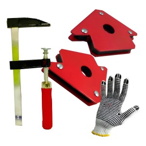 Escuadra Magnética X2 Angulo Imán Soldador + Prensa + Guante