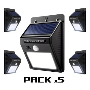 Foco Solar X 5 Unidades 30 Led Sensor Movimiento Blanco Frío