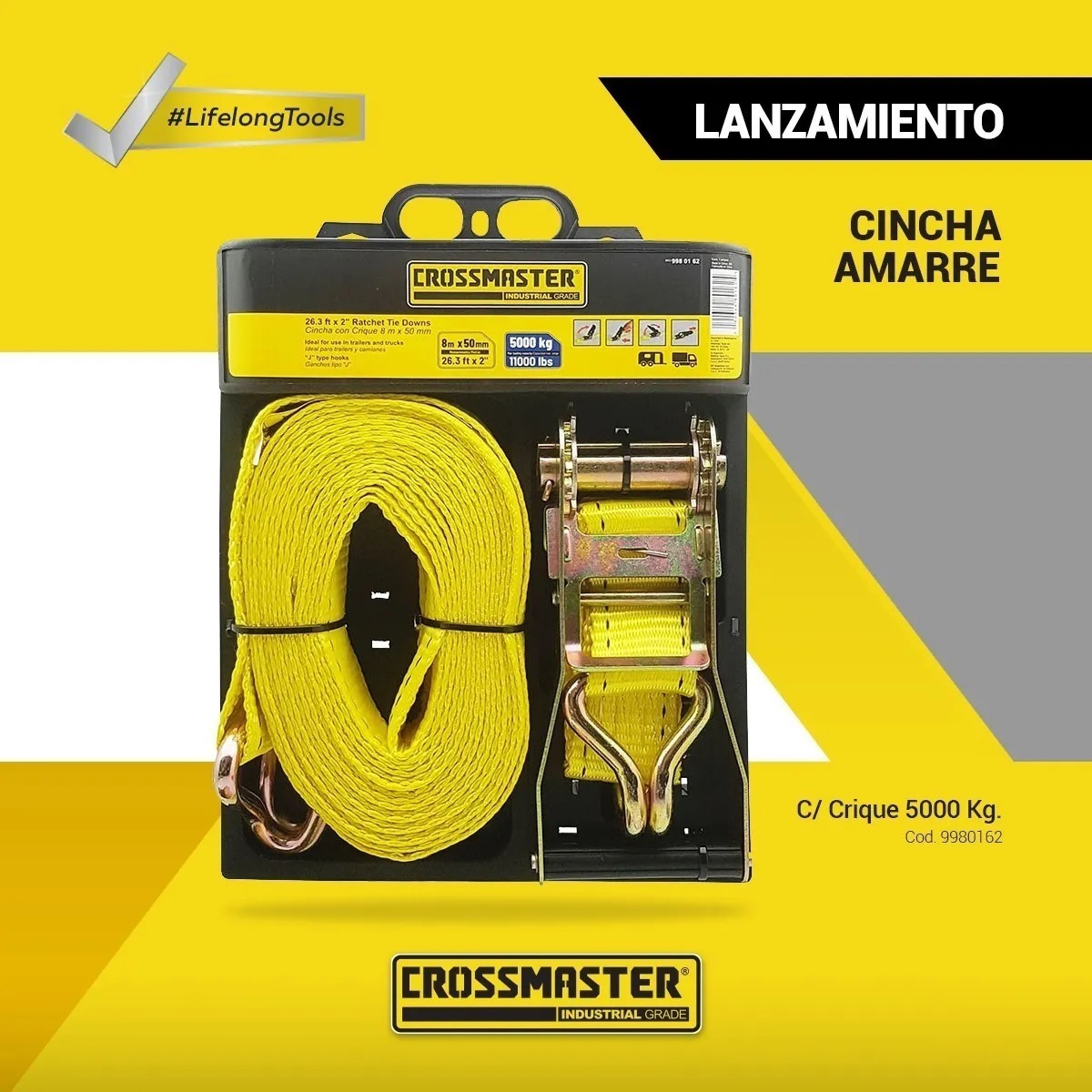 Cinta Sujeta Carga Malacate Catraca Criquet 5toneladas 8 Mts - Imagen 2