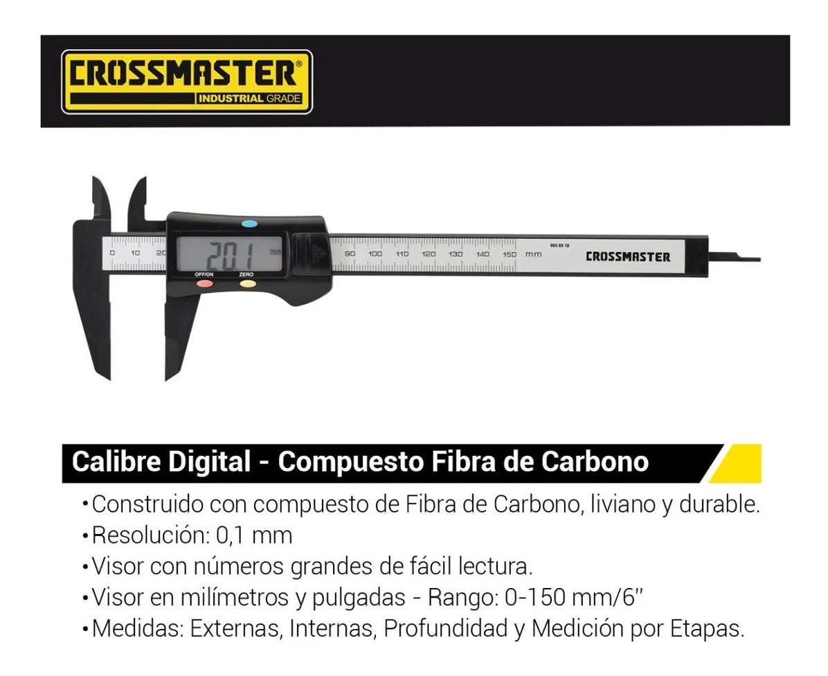 Calibre Digital Crossmaster De 150 Mm Fibra De Carbono - Fc - Imagen 2