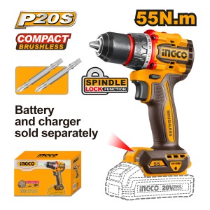 Taladro Atornillador Bateria Ingco 20v P20s 55nm +2 Puntas Color Naranja