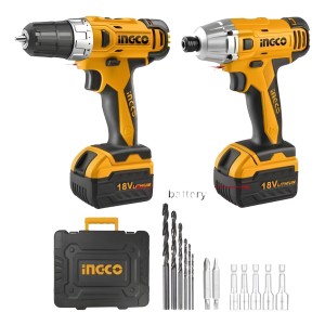 Ff Kit Atornillador + Llave Impacto 2 Bateria Ingco Naranja