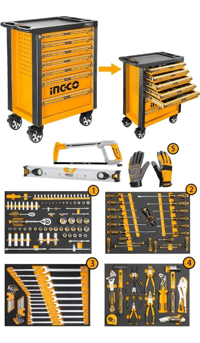 Set De 162 Herramientas + Gabinete Ingco Htcs271621 - Tyt - Imagen 2