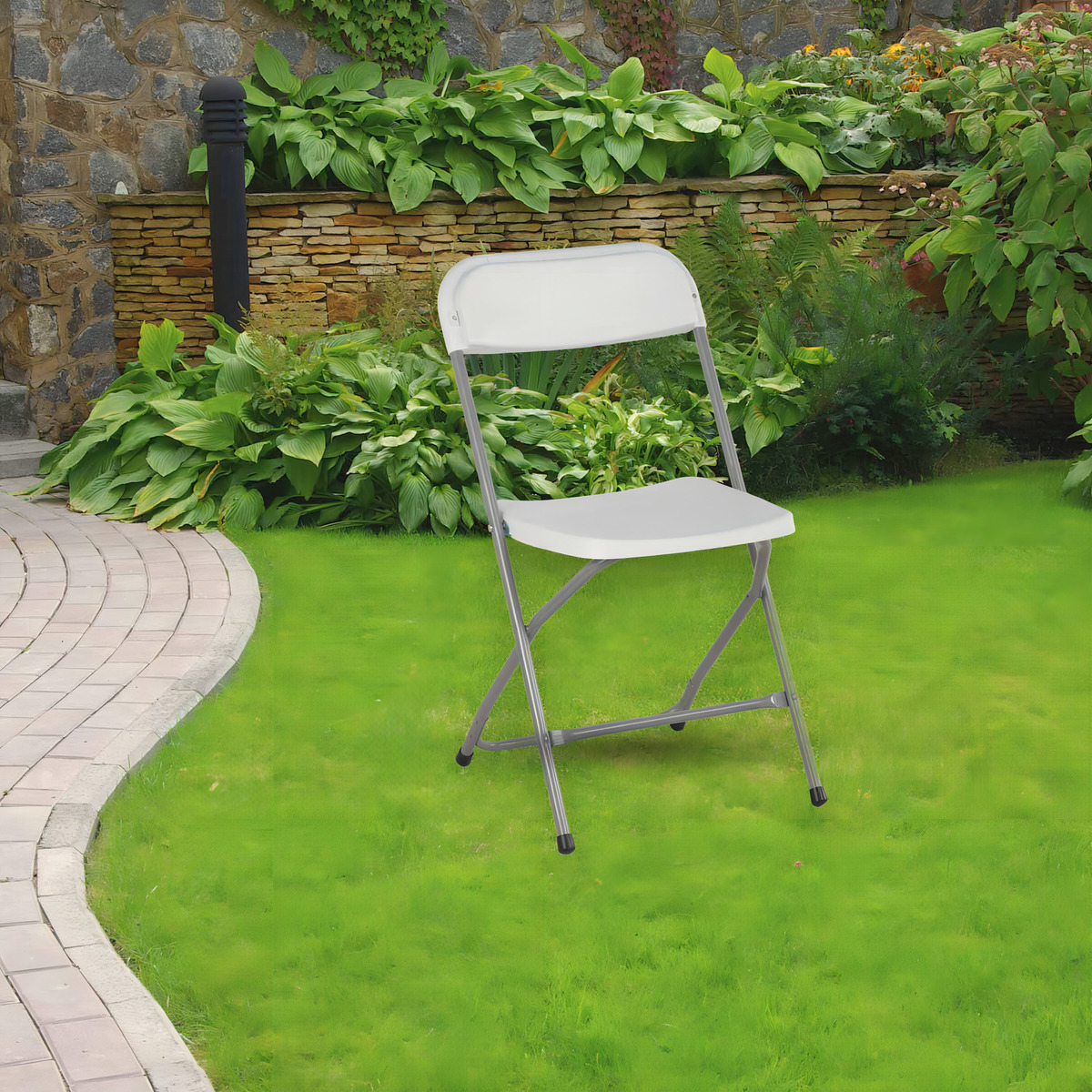 Silla Plegable Plástico Blanca Kingshouse Jardín Reforzada Antideslizante Blanco - Imagen 3
