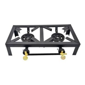 Anafe Cocina Quemador A Gas Dos Hornallas Portatil - Mli Color Negro