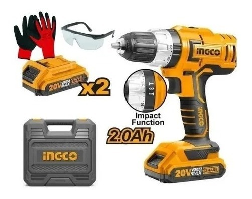Taladro Atornillador Percutor 20v Ingco 2 Bateria 1.5ah - Imagen 2