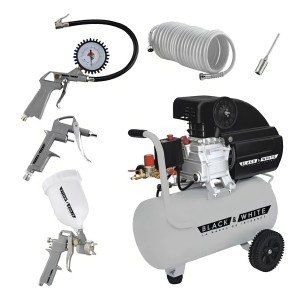 Compresor Aire Eléctrico 40lts-2hp +kit 5 Piezas Black&white