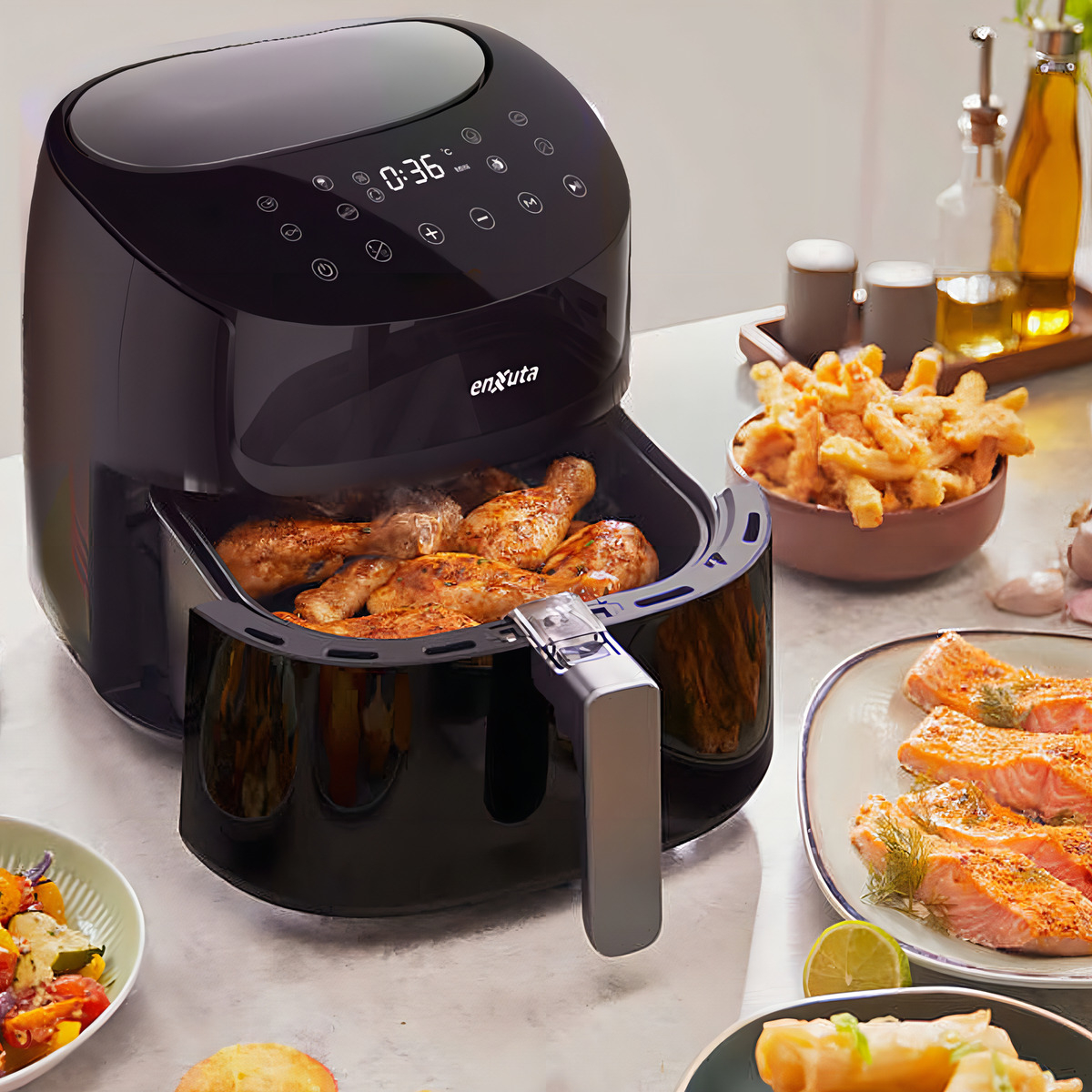 Freidora De Aire Sin Aceite Enxuta Sdaenxfsa1116 6lts Touch Color Negro - Imagen 8