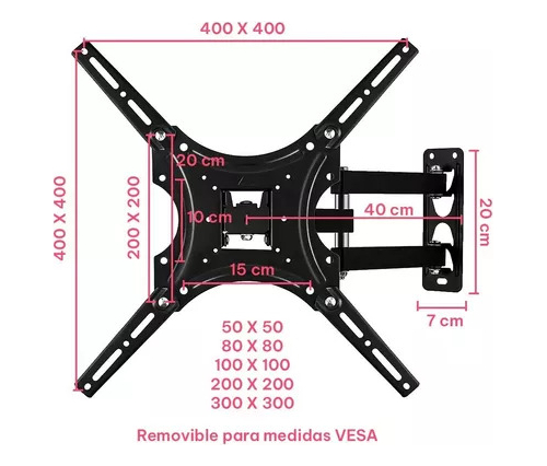Soporte TV Monitor HDL117B2 Pared Brazo Móvil 14 A 55 Pulgadas Negro - Imagen 4