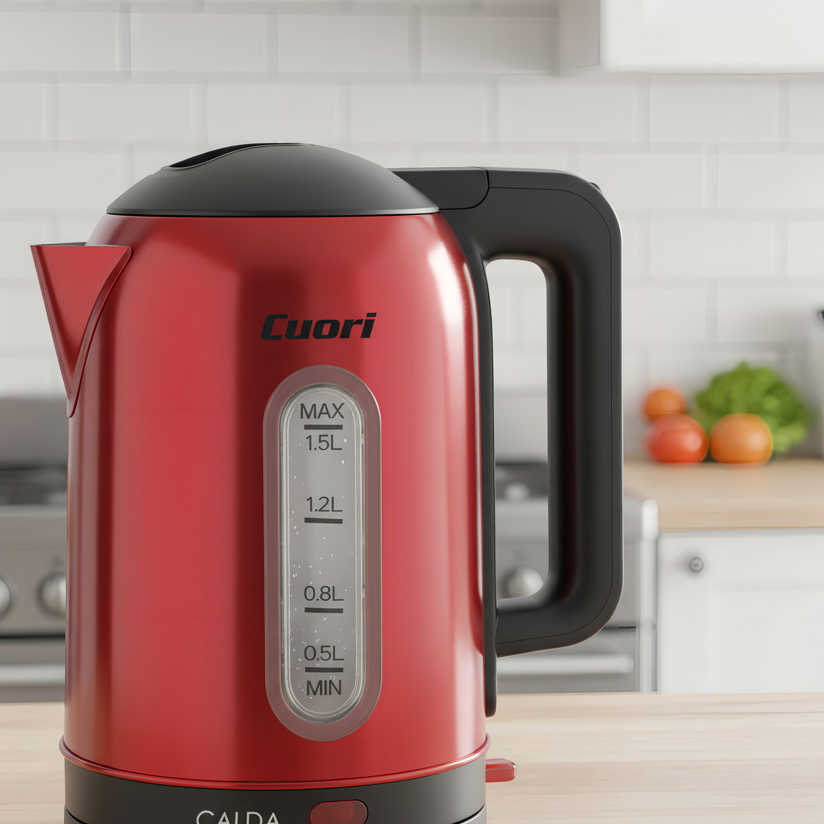 Jarra Eléctrica Cuori 1,8l Acero Inoxidable Indicador Agua - Rojo Inox - Imagen 4