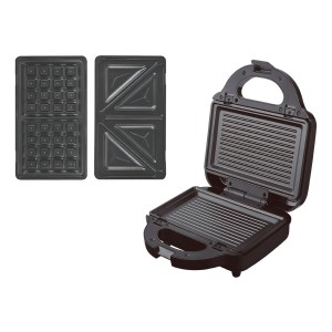 Sandwichera Grill Y Waflera Rotel 3 En 1 Color Negro