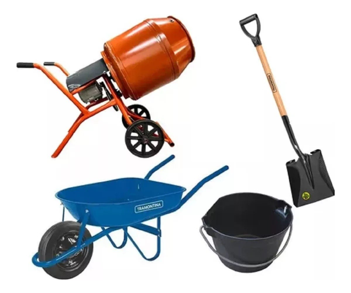 Hormigonera Ansa 3/4hp 130l + Carretilla + Pala + Balde Ref