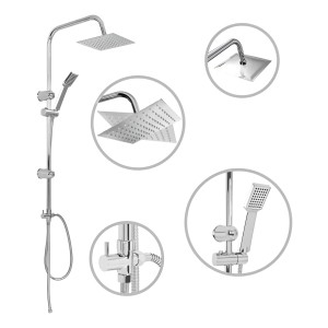 Barral Columna Baño Ducha Acero+ Roseta+ Teléfono+ Colillas