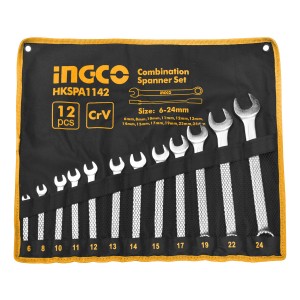 Juego De 12 Llaves Combinadas 6-24mm Ingco Color Plateado