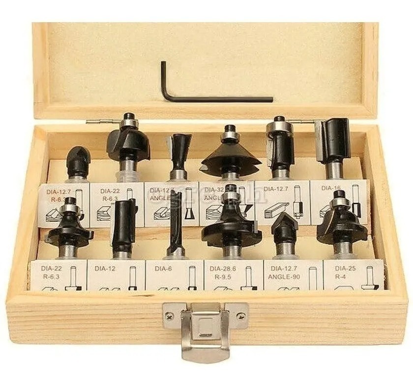 Kit 12 Fresas Tolsen 1/4 Mm Trompo Router Fresadora Tyt