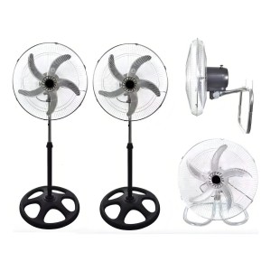 Pack X2 Ventilador De Pie Base 5 Aspas Ajustable 120 Grados