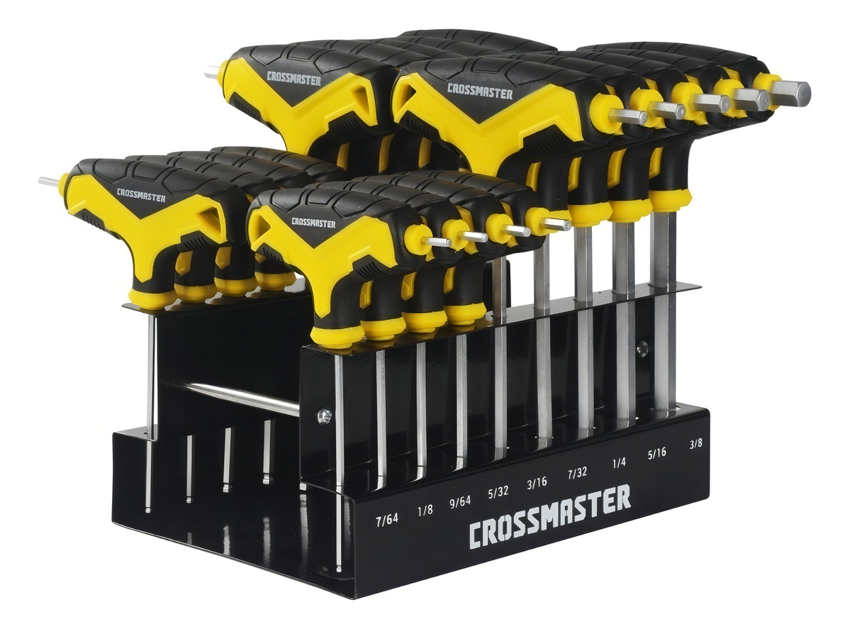 Juego 18 Llaves Mango T Hexag Métr-puLG Crossmaster 9943605 Color Negro/amarillo