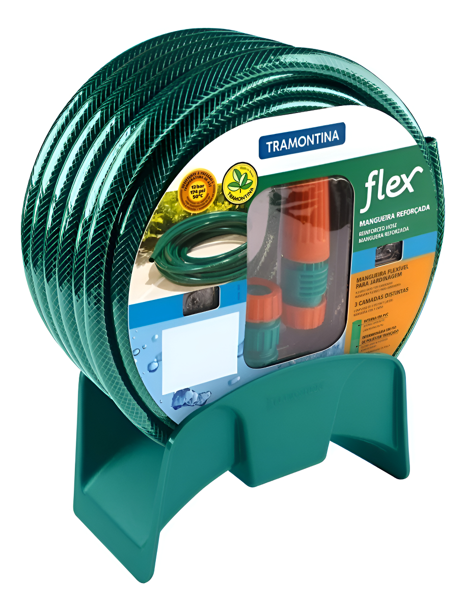 Manguera Riego Reforz Tramontina 21m Acoples Y Soporte - Tyt