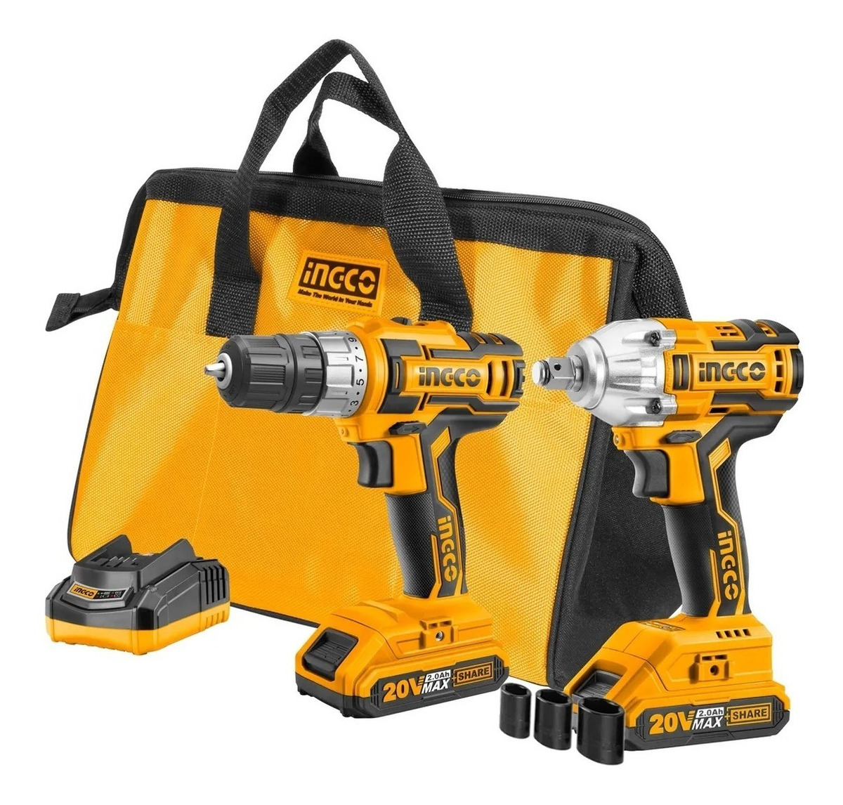 Kit Atornillador 20v + Llave Impacto 2 Batería 20v Ingco Tyt - Imagen 3