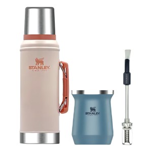 Kit Termo Rosa Stanley 940 Mate Y Bombilla Resorte Stanley Color Azul Acero